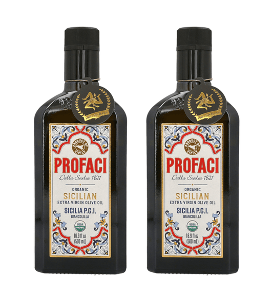 (2 - pack) Profaci Sicilian Organic Extra Virgin Olive Oil – 100% Biancolilla Olives - Sicily Kitchen